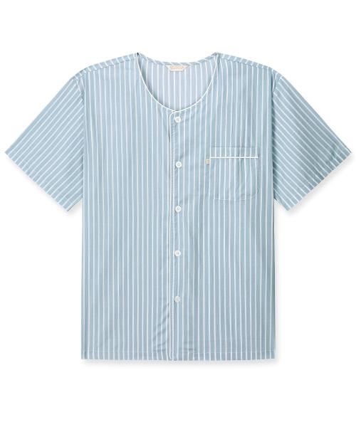 [May Flower] Graues Streifen-Kurzarm-Baumwoll-Herren-Übergrößen-Pyjama-Set [Versand aus Korea] 100% Authentisch