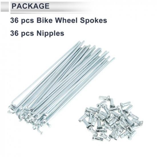 1 Set 12G 130Mm Length Bicycle Spokes Nipple Carbon Steel Galvanized Silver Tone