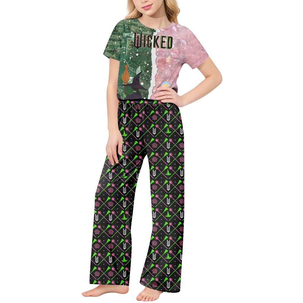 Children's Short-Sleeve Printed Two-Piece Pajama Set With T-Shirt And Pants