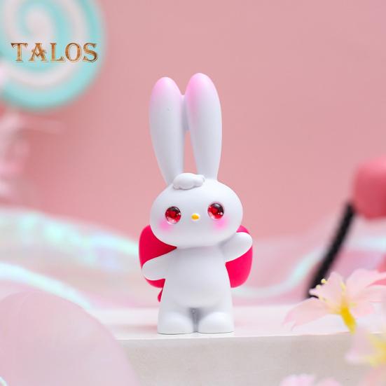 Sculpture de lapin en résine, ornement de scène d'animal Kawaii, Adorable lapin avec nœud sur la tête