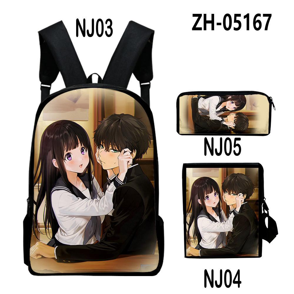 Timeless Unique Cool Danmachi 3D Design 3pcs/Set pupil Learner Bags Everyday Laptop Rucksack Backpack Sling Carry Tote Pencil Pouch