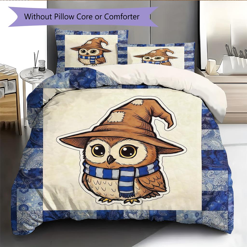 Juego de Ropa de Cama con Estampado de Dibujos Animados Colcha Funda de Colcha Funda de Almohada Decoración del Hogar Regalo de Cumpleaños (1 * funda nórdica + 2 * fundas de almohada, sin núcleo)