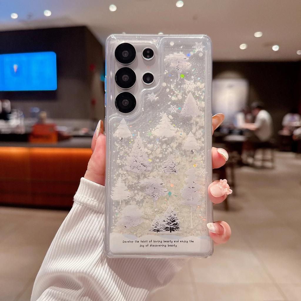 Y2K Castle Noctilucent Quicksand Glitter Case For Samsung Galaxy S25ultra S22 S23 S24 Ultra S25 Plus Transparent Silicone Cover