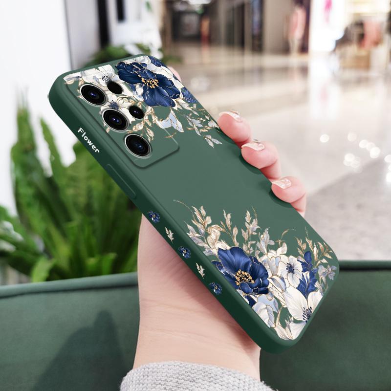 

Brilliant Peony Phone Case For Samsung Galaxy S25 S24 S23 S22 S21 S20 S10 S10E Ultra Plus FE Note 20 Ultra Plus Cover Galaxy S25 Ultra темно-зеленого