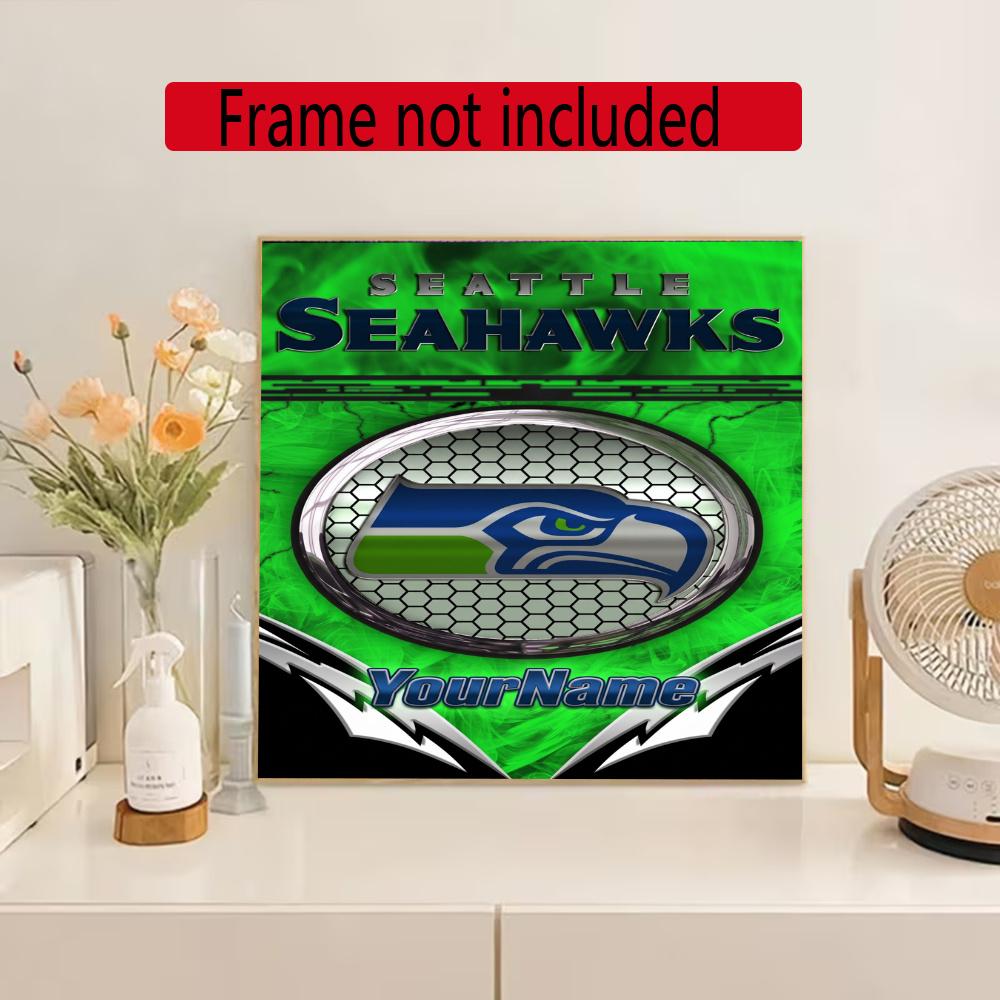 Seattle Seahawks Customize Text Diamond Painting Round Diamond Mosaic Suitable For Beginners Diamond Painting Rhinestones Gift Frameless
