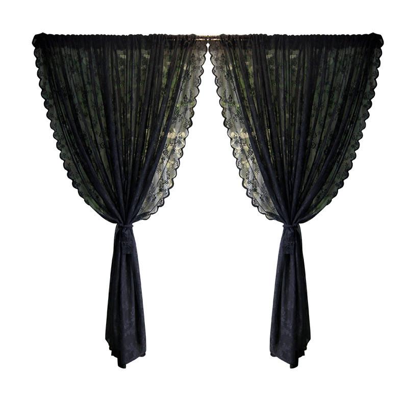 French Floral Lace Window Curtain With Rod Pulling Design For Home Decor