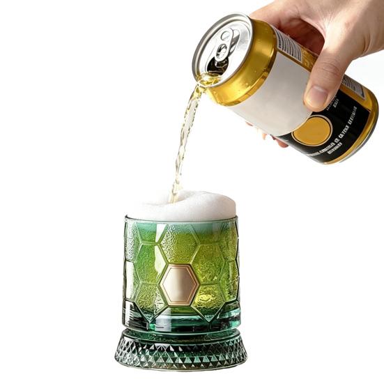 Bicchiere da Whiskey Rotante, Tumbler a Forma di Pallone da Calcio Rotante a 360 gradi, Bicchiere da 245 ml per Bere Bourbon per Bar di Casa, Regalo per Uomini