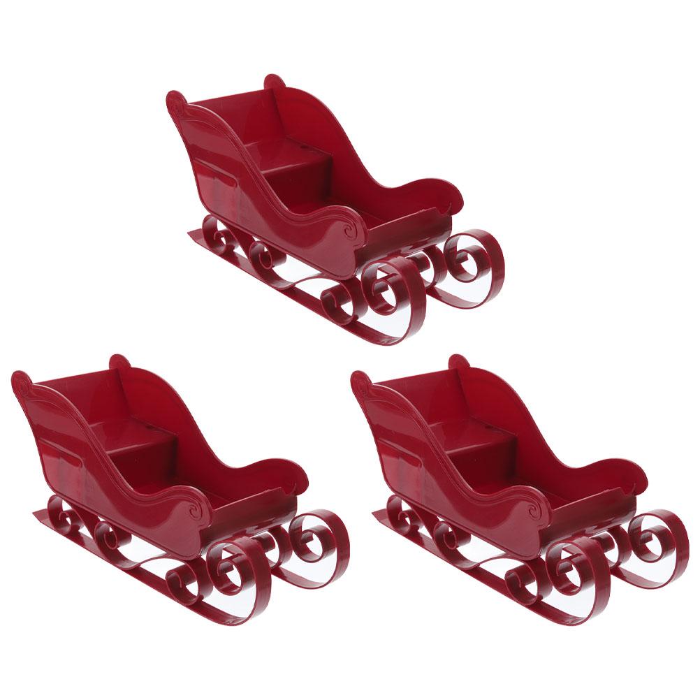 

3 шт. Рождественские елочные украшения сани настольные сани рождественское украшение красное нежное украшение 28.00X12.00X10.50CM красный