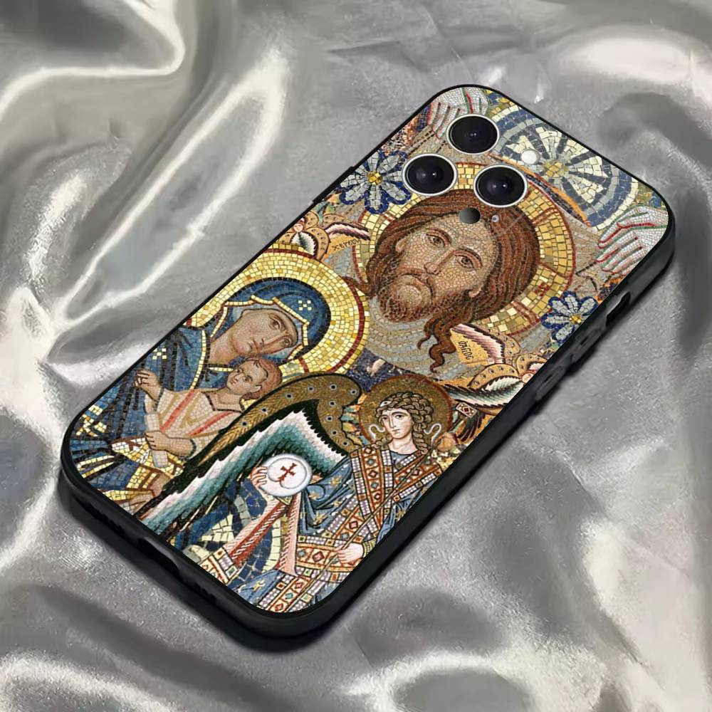 

Orthodox Cross Icon Church Phone Case For iPhone 16,15,14,13,12,11,Pro,Max,Plus,X,XS,SE4,E,Mini,Soft Black Case iPhone11PRO