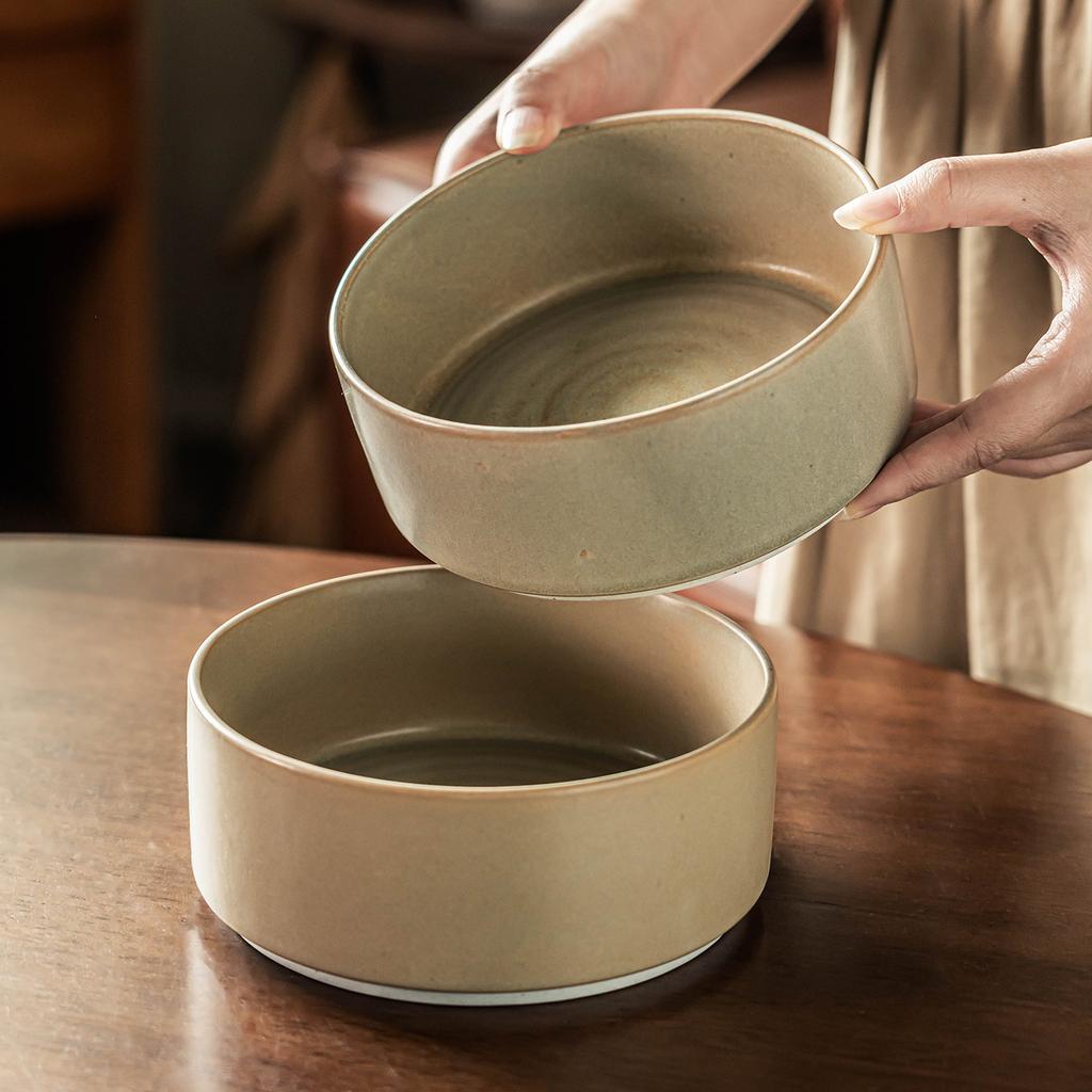 Japanese Ramen Bowl Retro Straight Ceramic Bowl Household Round Bowl Vegetable Bowl Fruit Salad Bowl Restaurant Tableware Soup Bowl