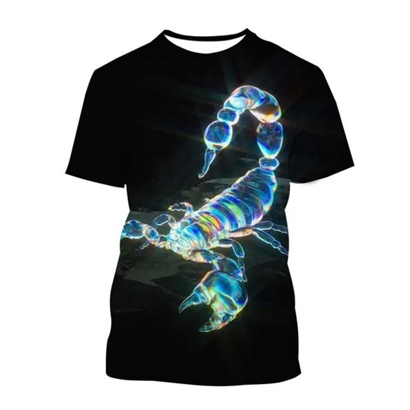 New summer Scorpion 3D printed T-shirt for men and women, animal fashion, round neck short sleeved, oversized Harajuku T-shirt