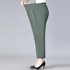 Middle Aged Women's Pants Summer Thin High Waiste Elastic Loose Straight Pants Casual Trousers