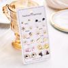 12 Paar/Set Kristall Imitierte Perlen Steckerohrringe Sets Für Frauen Glitzernde Strassblume Mond Stern Metallohrringe Gemischter Schmuck