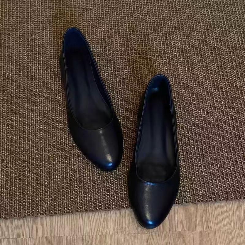 Women's Single Shoes Autumn New Round Toe Shallow Mouth Slip-on Soft Sole Non-Slip Low Top Shoes