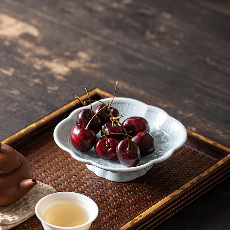 High-Footed Chinese Ceramic Snack Plate