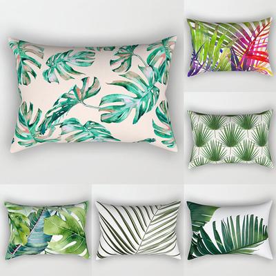 Neuer grüner Kissenbezug mit tropischen Pflanzen und Blättern, Kissenbezug aus dekorativem Polyester für Sofa und Sitz, 30 x 50 cm