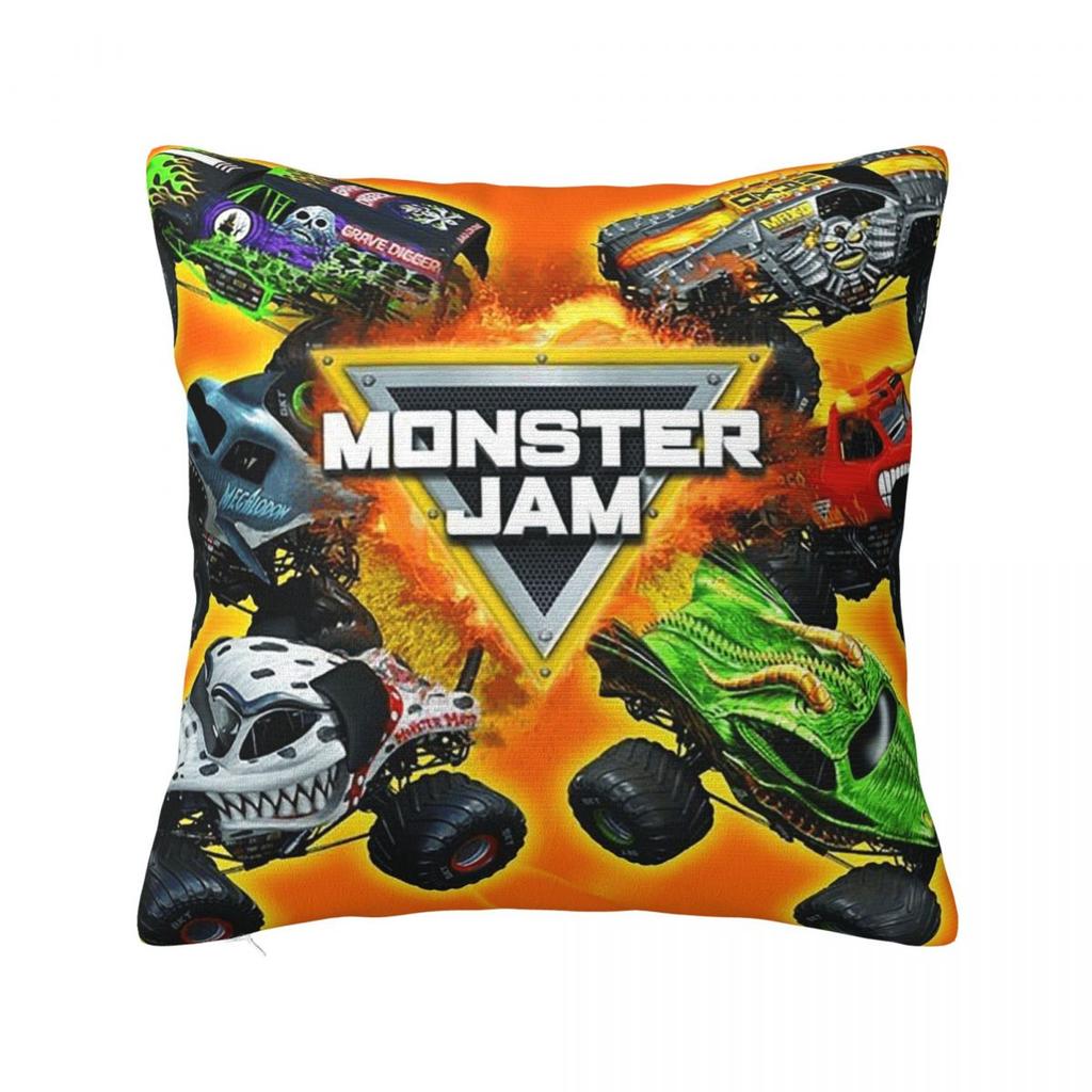 Classic Monster Jam Truck Pattern Square Pillowcase Cushion Cover Pillow Case Throw Pillow Cover for Home Sofa Living Room