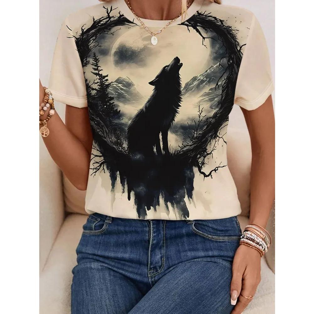 Interesting Animals Creative 3D Printed Short Sleeved T-shirt Fashionable Comfortable Soft Breathable Large Loose Womens T-shirt