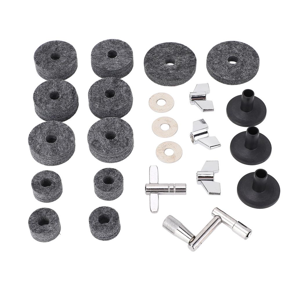 23 Pieces Cymbal Replacement Accessories Non Slip 2.5cm 4cm 5cm Felt Pads   Cymbal Sleeves Nuts Washers Base Set