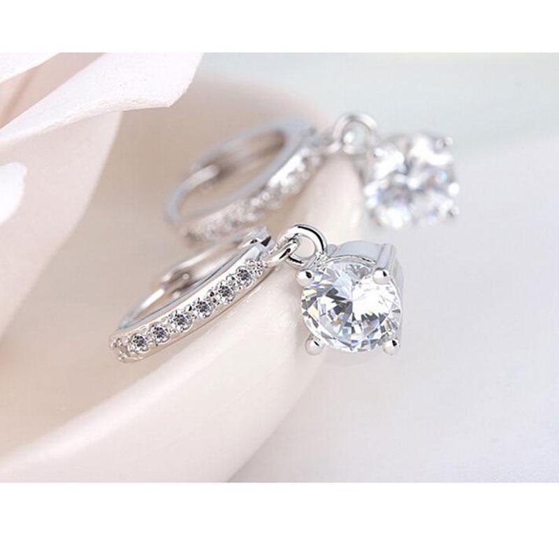 ANENJERY Earrings Mosaic CZ Four-prong Zircon Drop Earrings for Women Oorbellen Brincos Pendientes S-E401