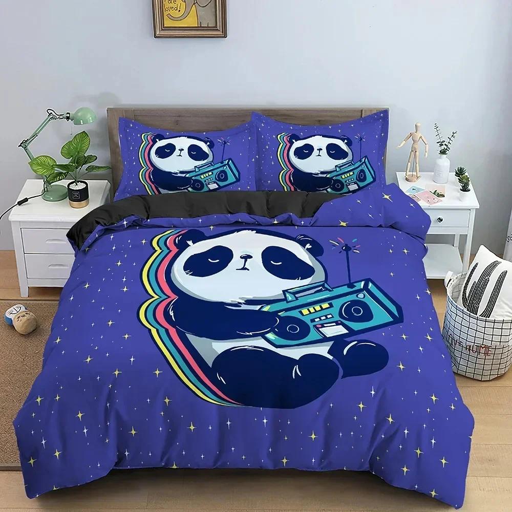 Cartoon Lovely Panda Cute Animal Bedding Set Boys Girls Twin Queen Size Duvet Cover Pillowcase Bed Kids Adult Home Textileextile