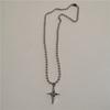 Trendy Vintage Punk Silver Color Star Pendant Bead Necklace for Men Women Street Hip Hop Aesthetic Grunge Jewelry Y2K Accessorie