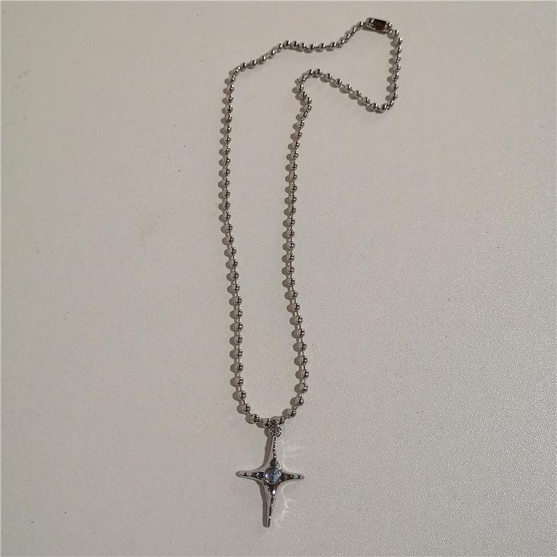 Trendy Vintage Punk Silver Color Star Pendant Bead Necklace for Men Women Street Hip Hop Aesthetic Grunge Jewelry Y2K Accessorie