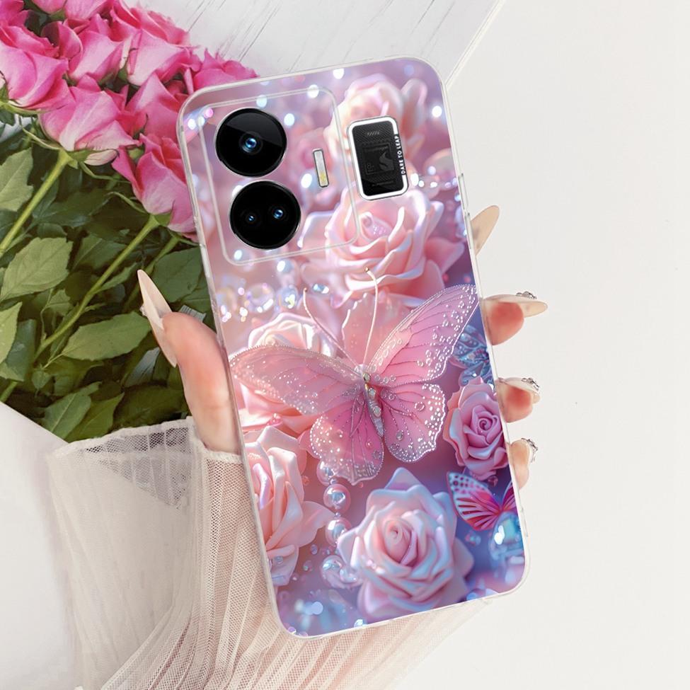 Clear For Realme GT Neo 5 Case RMX3706 Cute Cat Fashion Butterfly Funny Painted Casing For Real me GT Neo 5 Cover