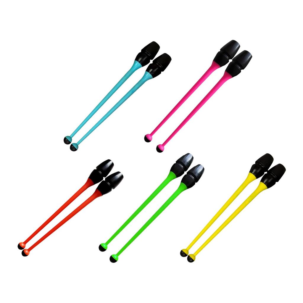 2 Pieces Gymnastics Stick Clubs Dance Exercise,for Children Adult,14.17" Length,Rubber Rhythmic Training Equipment Fitness Props