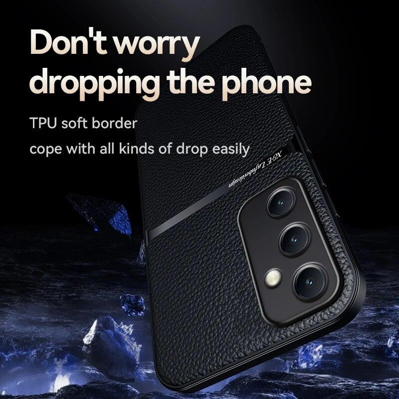 For Samsung Galaxy A55 5G Case Leather Magnetic Car Holder Phone Case For Samsung A55 A55 A 55 5g Silicone Shockproof Back Cover