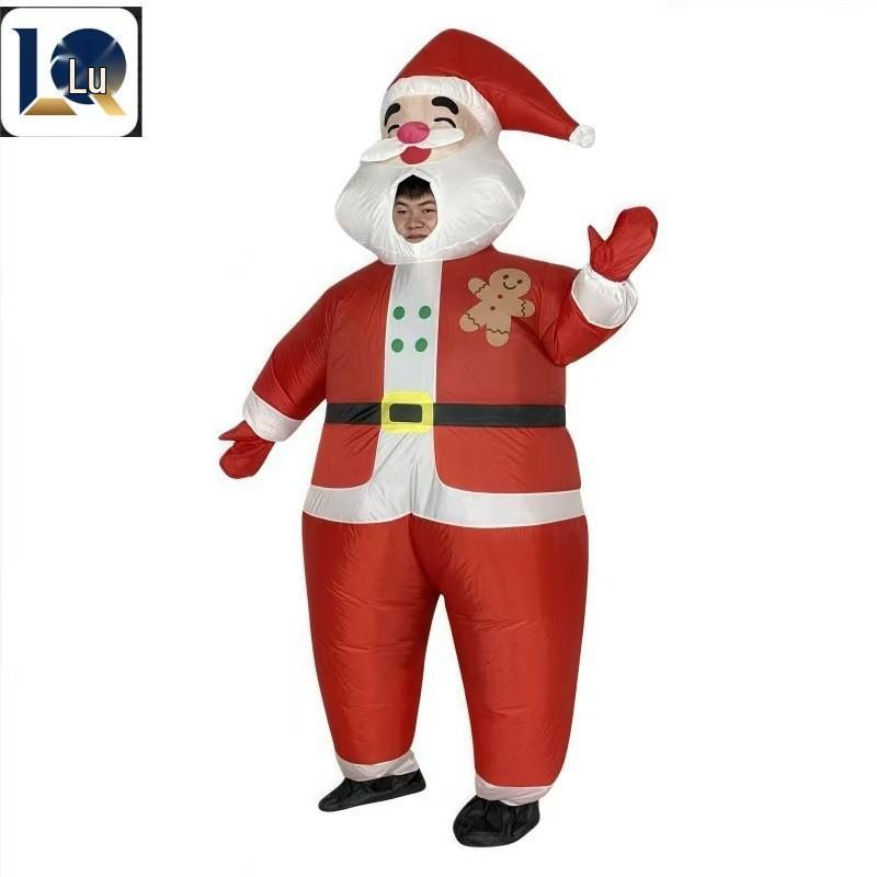 Inflatable Christmas Reindeer Riding Dinosaur Costume - Funny Holiday Party Santa Claus Hug