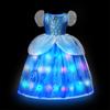 Vestito LED Luminoso per Bambina Ragazza Bambini Viola Verde Costume Cosplay Carnevale Festa di Compleanno Vestiti Costume di Halloween Abito da Ballo