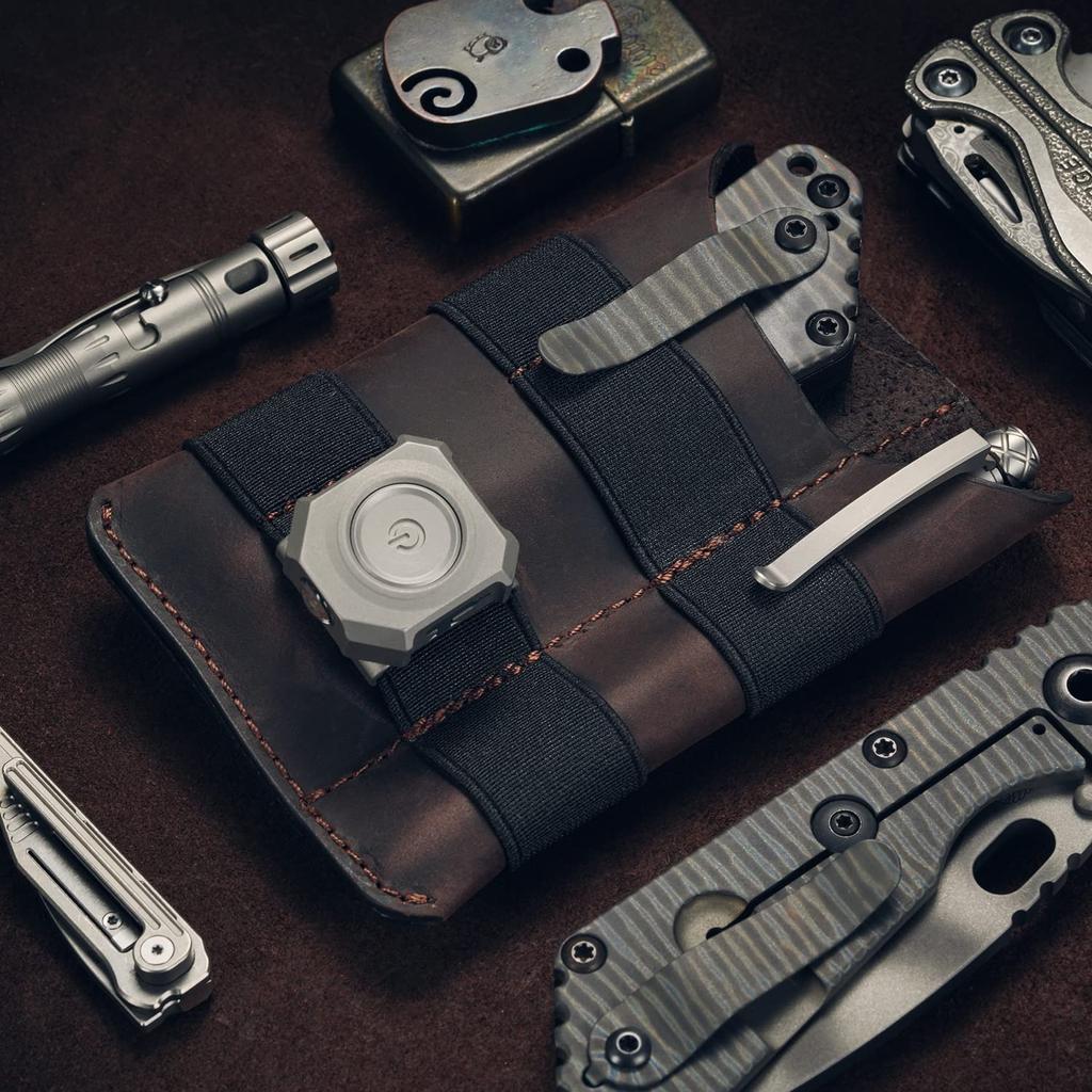 VIPERADE PL5 Organizator de Buzunar EDC de Buzunar cu Patch DIY Pungă EDC din Piele cu 3 Buzunare pentru Depozitarea Uneltelor pentru Organizator de Transport Zilnic, Zona Bărbaților, (Maro