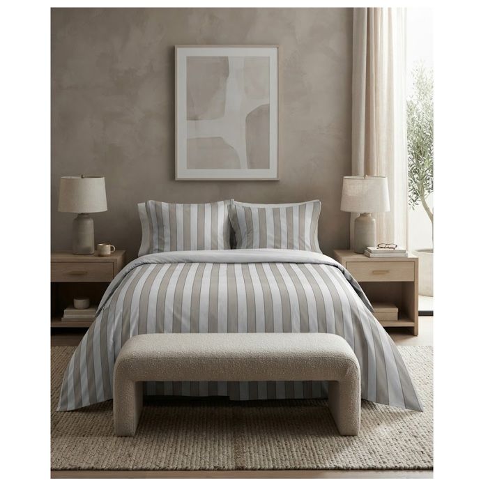 Parure de lit 220 x 240 cm Armel rayée beige