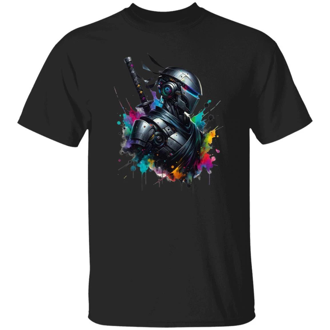 Vibrant Ninja robot Color Splash Unisex T-shirt Black Navy Dark Heather S