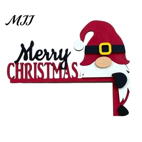 Decorazione Murale Natalizia da Interno, Segno Angolare in Legno per Porta di Natale, Ornamento Festivo a L da Appendere, Regalo per Festa in Casa, Babbo Natale Renna Pan di Zenzero