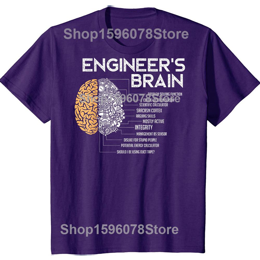 Funny Engineers Brain Graphic 100 Cotton Tshirts Men Fashion Print Tshirt Loose Oversized Streetwear Hip Hop Unisex T Shirt