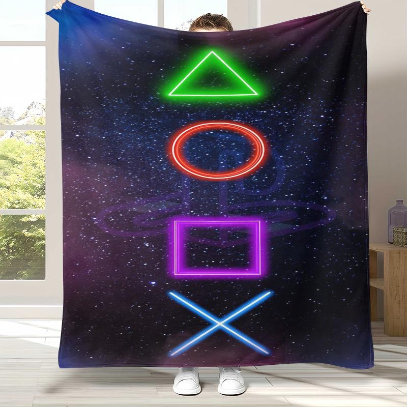 

Cartoon Game Gamer Zone Controller Logo Flannel Blanket,Ultra Soft Warm Plush Throw for Home Bedroom Bed Sofa Cover Picnic gift 75x90cm