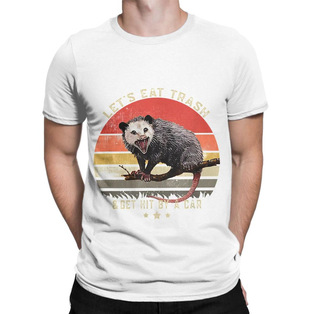 Let Eat Trash Get Hit By A Car Vintage Opossum Graphic 100 Cotton TShirt Possum Tops Tees For Unisex