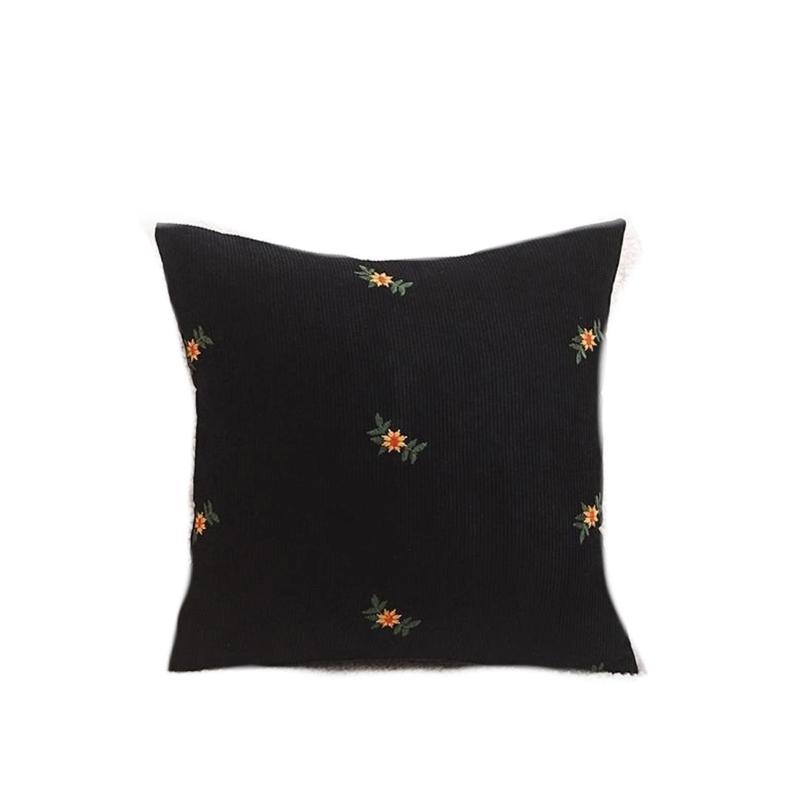 Elegant Embroidery Corduroy Cushion Cover Breathable Easy Caring Comfortable Bedroom Living Room