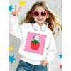 Kids Crewneck Sweatshirt, Cartoon Strawberry & Floral Graphic Print, Spring Autumn Casual Tops