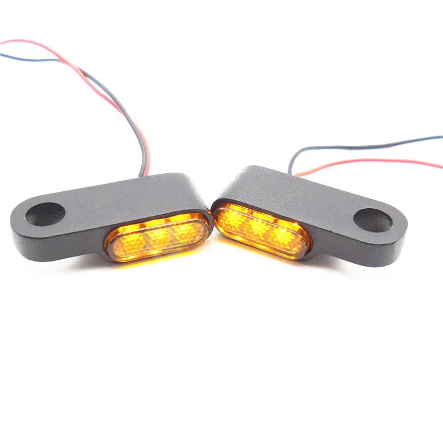 2x Universal 8mm Aluminum Smoke Mini LED Motorcycle Turn Signal Indicators Blinker Lights