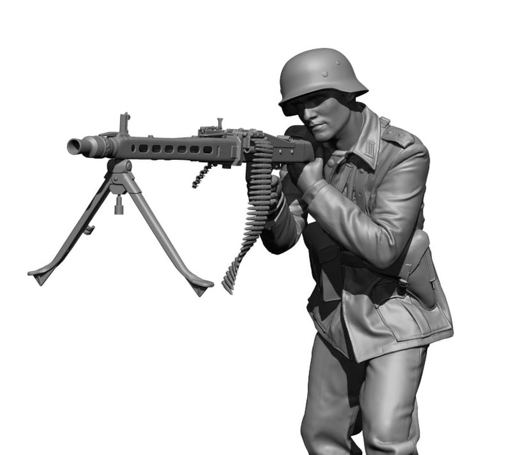 H3 Model WW2 German Machine Gunner Resin Kit HS24085 1/24 (person)