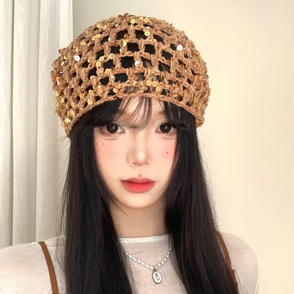 Sequined Triangular Scarf Bohemian Hollow Shawl Elegant Fart Curtain  Women