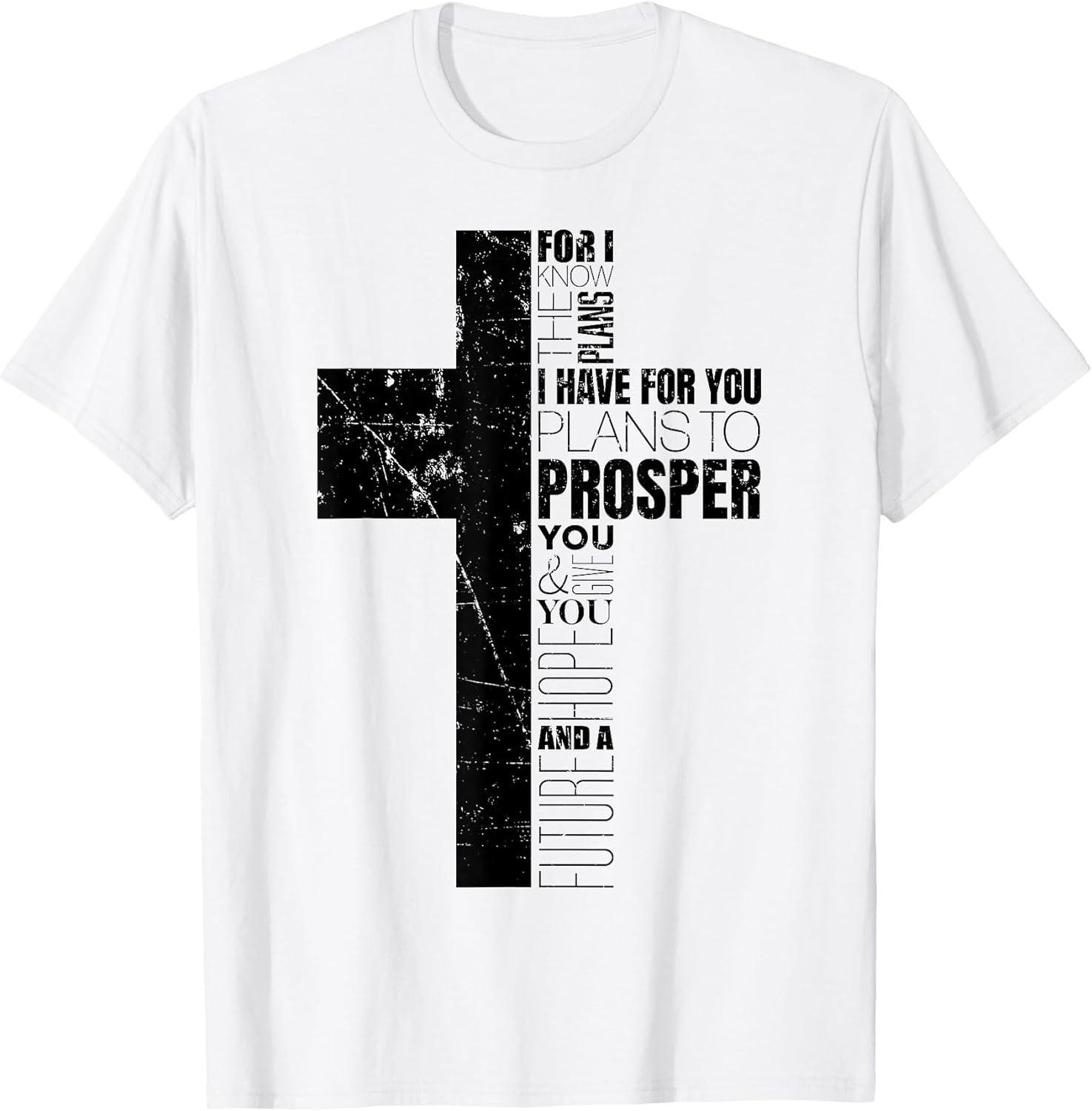 Jeremiah 29:11 Christian Bible Verse Cross Faith Graphic Tee Size S-3XL XXXL