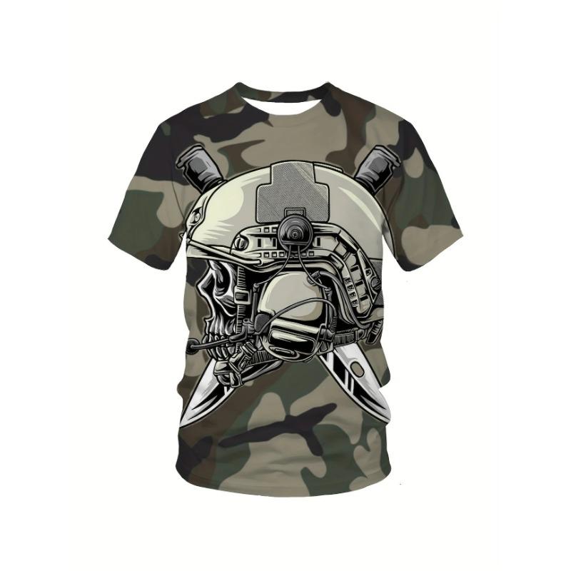 US Militär 3D Gedrucktes T-Shirt Sommer Lässig Schnelltrocknend Kurzärmliges Sporttop Herren T-Shirts
