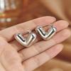 Stainless Steel Metal Peach Heart Pendant Earrings for Women Vintage Punk Gold Color Glossy Thick Heart Earrings Party Jewelry