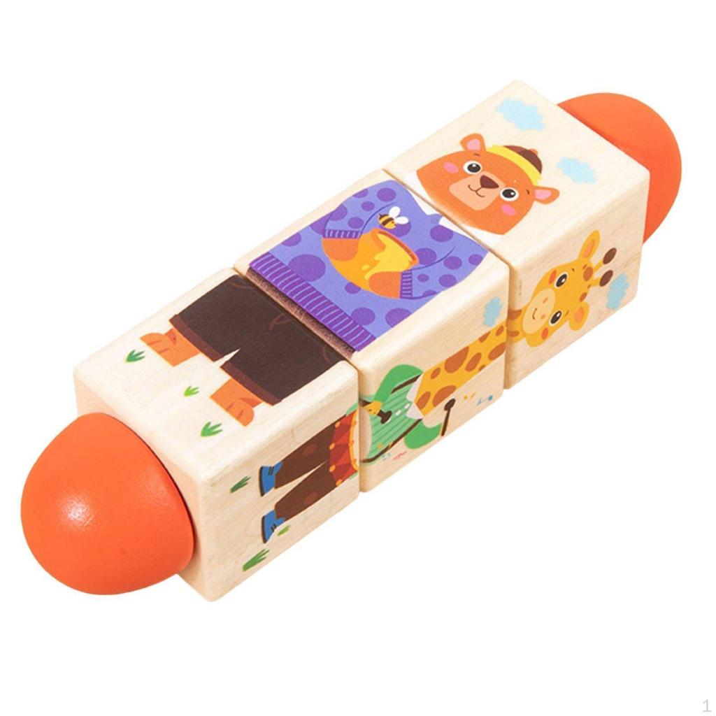 Rotating Puzzle Toy Early Education Wooden Cubes Develops Motor Skills ChildCentered