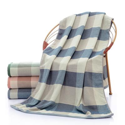 70x140cm 100% Cotton Thicken Gauze Classical Plaid Bath Towel Absorbent Home Bathroom Adult Shower Cloth