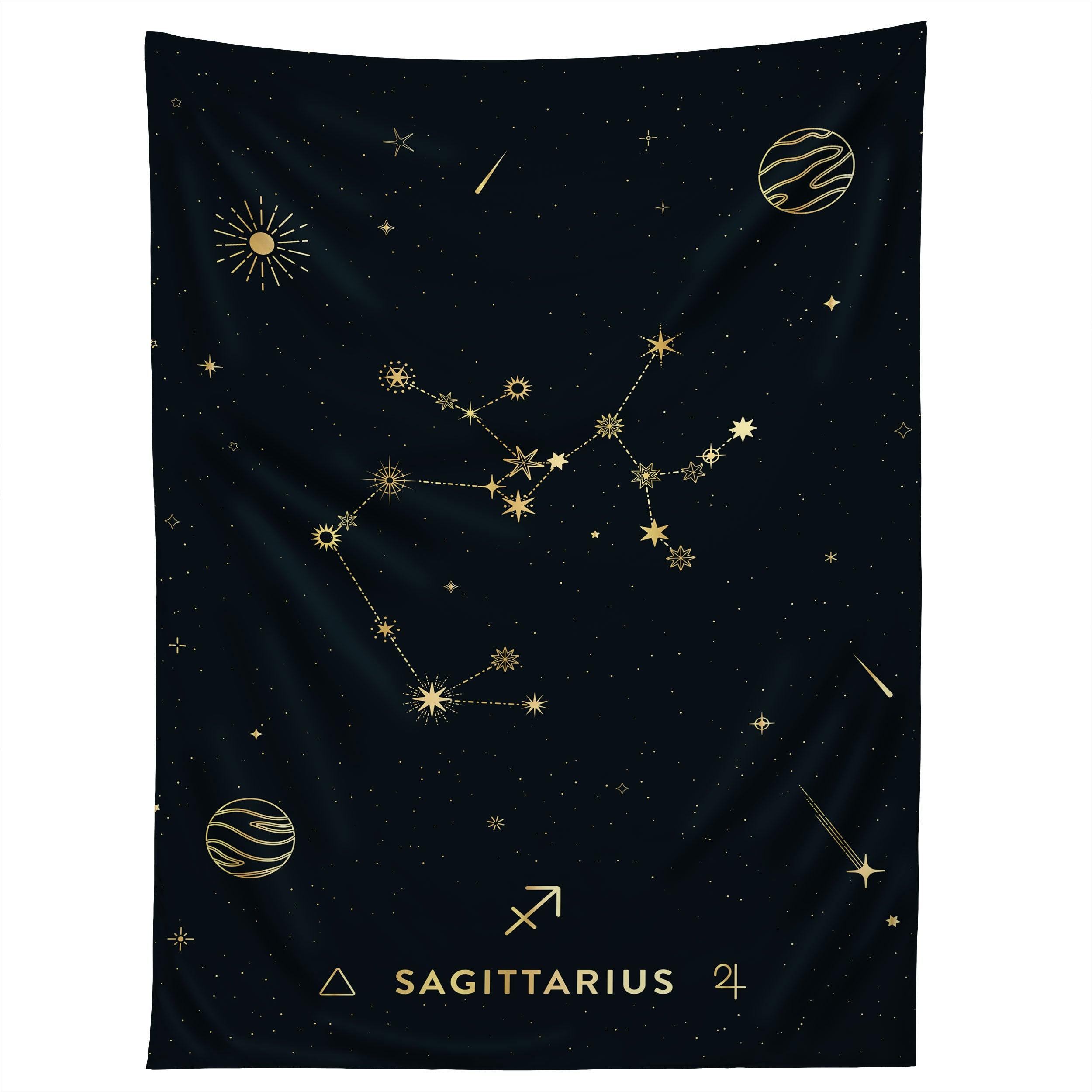 SAGITTARIUS CONSTELLATION GOLD tapestry 75x100